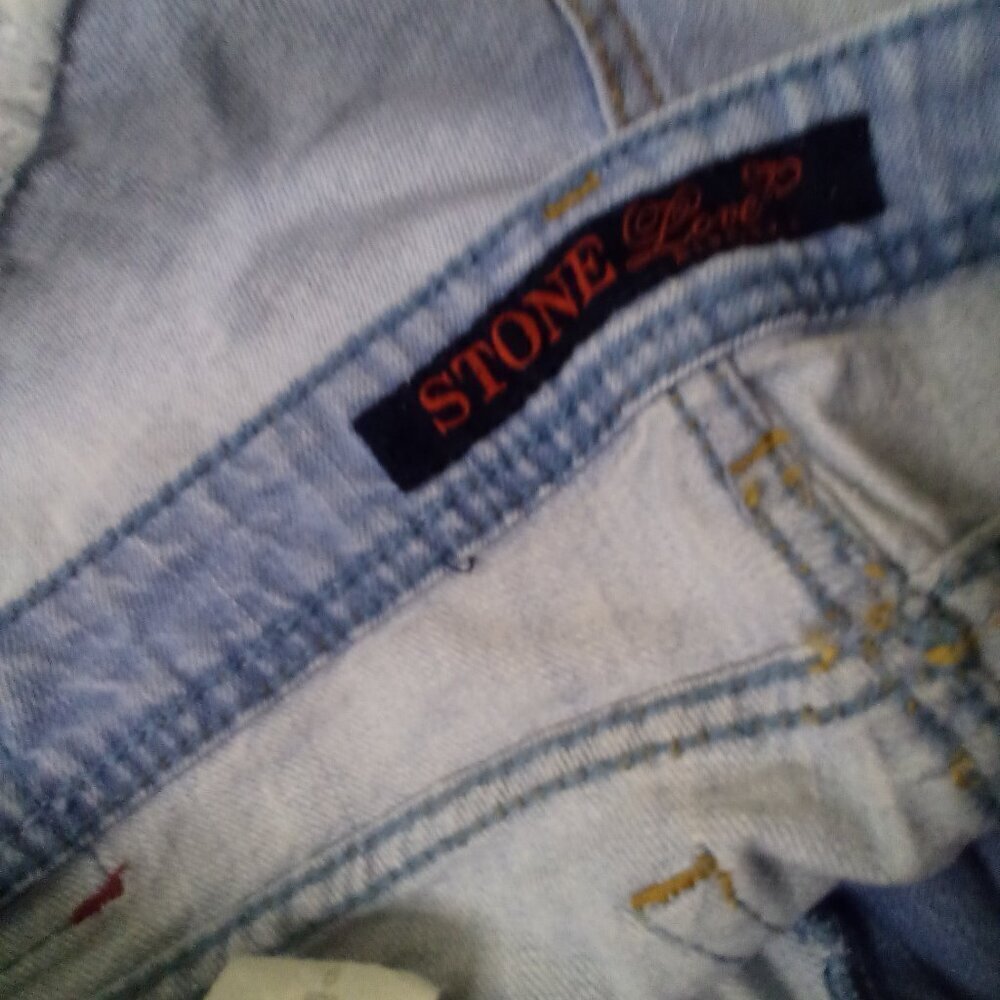 Stone Love Blue Jeans Shorts Juniors 9 Cheeky Light Wash Blue - Picture 8 of 14